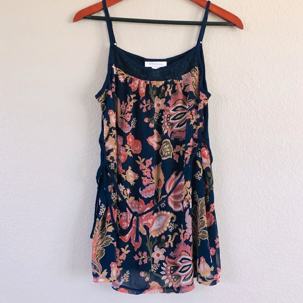 Motherhood Maternity Navy Blue Floral Print Flowy Top S